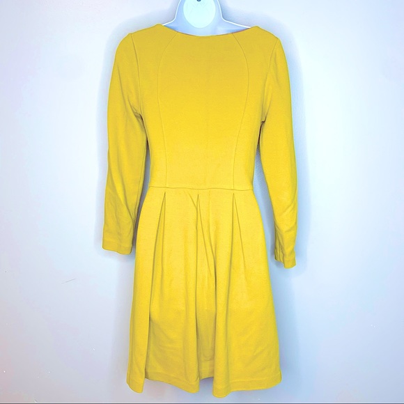Boden Textured Cotton Lindsey Ponte Dress Yellow Size 6R - Picture 3 of 10